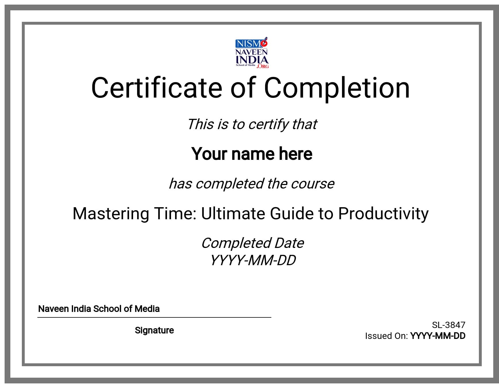 Course Certificate